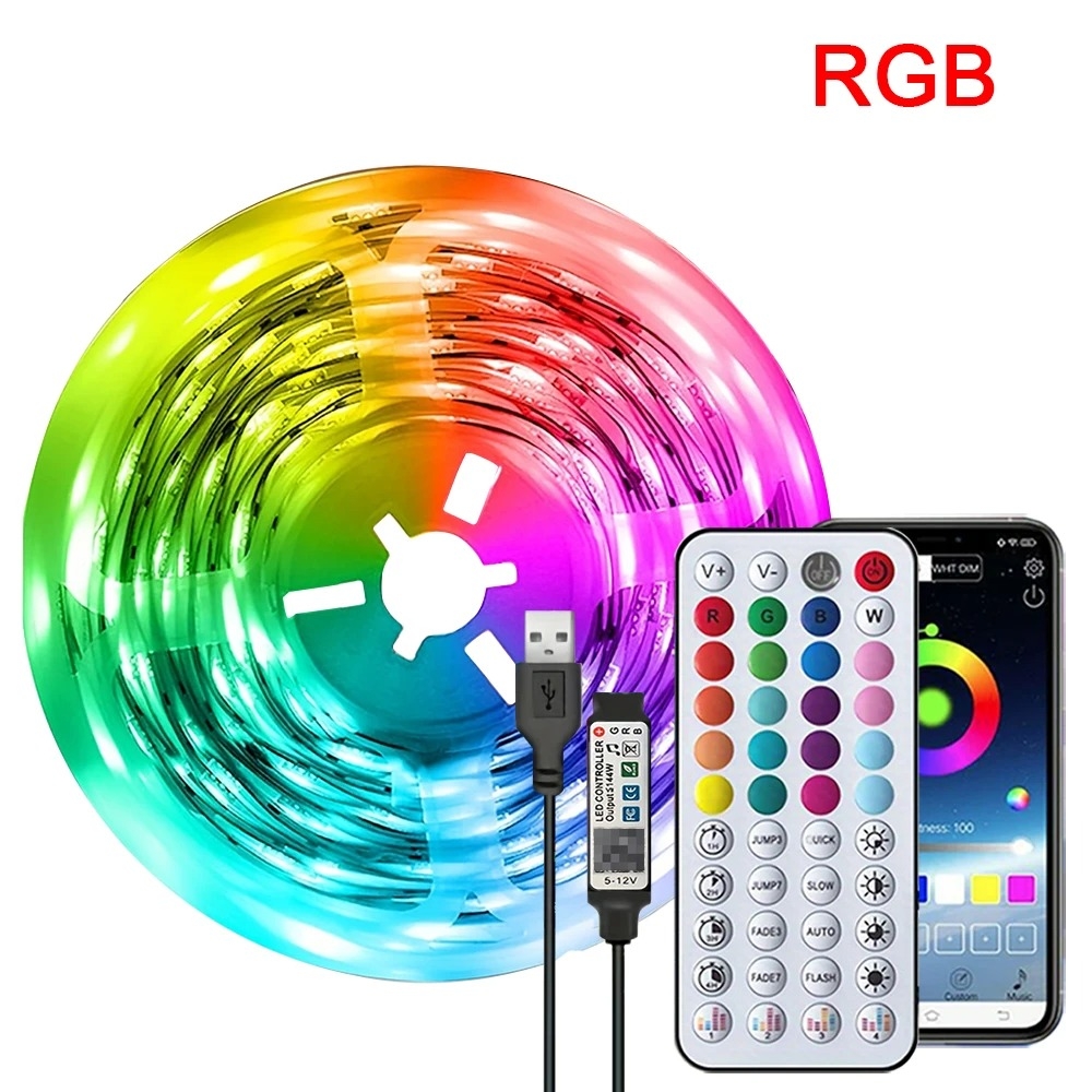 10m. Luzes fita  led rgb 1m-40m luz de sala led com controle